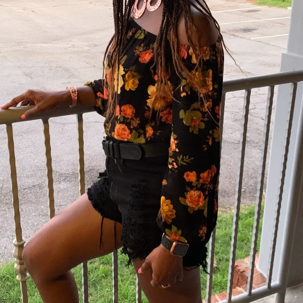 Floral Off the Shoulder or Cold Shoulder Crop Top